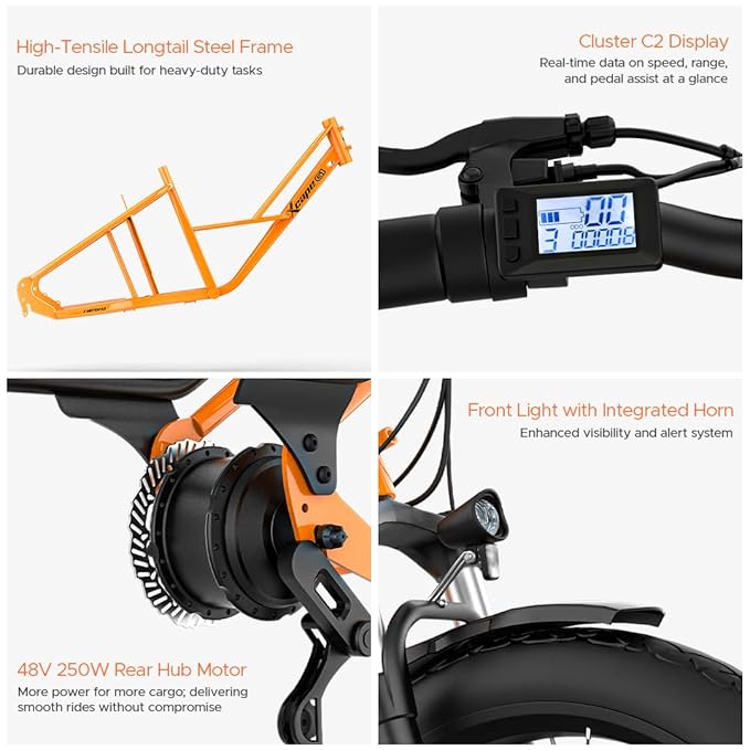 EMotorad Xcape G1 Electric Cargo Bike – Dual Battery, 100KM Range, 250W Motor