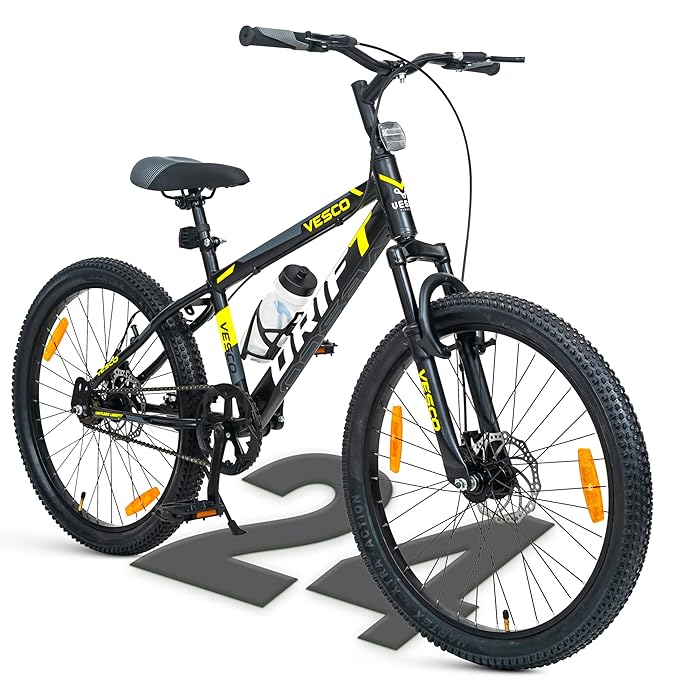 VESCO 24T Drift Kids Mountain Bike – Single‑Speed MTB with Dual Disc Brakes & Suspension | Affordable Ride for Teens (9‑14 Years)
