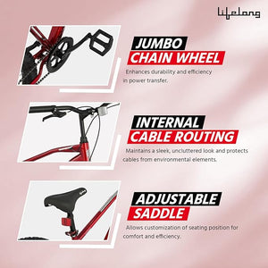 Lifelong 27.5T Electric Cycle | Affordable E-Bike for Adults with Steel Frame & V-Brakes