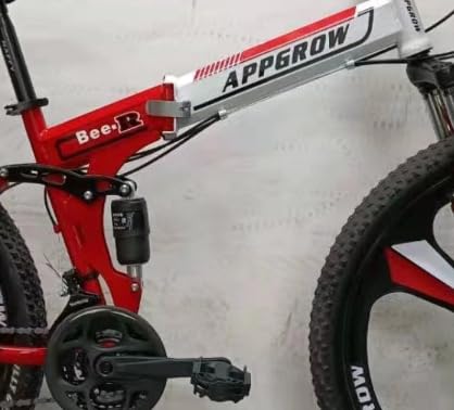 Hero-Inspired Foldable Electric Mountain Bike | 26-Inch Mag Wheels | 21-Speed | Red & Silver | Affordable e Bike for Urban & Off-Road