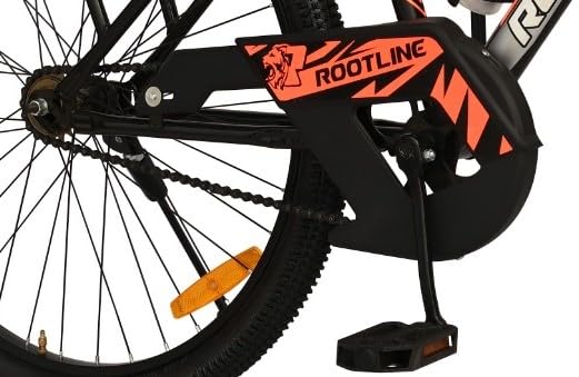 ROOTLINE Escape IBC 26X2.40 Mountain Bike for Youth – Integrated Carrier | Rigid Frame | Lightweight | Best Alternative to Electric Bicycles (Black with Orange)