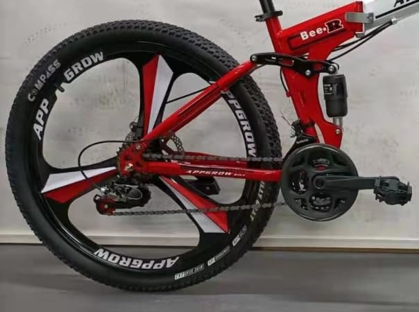 Hero-Inspired Foldable Electric Mountain Bike | 26-Inch Mag Wheels | 21-Speed | Red & Silver | Affordable e Bike for Urban & Off-Road
