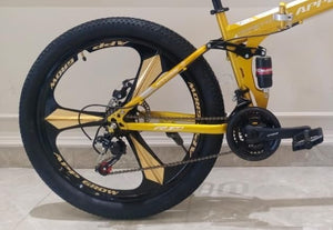 Affordable Folding Mountain Bike for Adults – 26-Inch Fat Tyres, 21-Speed, Dual Suspension | Electric Style E Bicycle Alternative for Men & Women