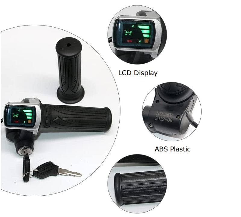 xcluma 48V Electric Bike Throttle with LCD Display & ON/OFF Key Lock | E Bicycle Scooter E-Rickshaw Compatible