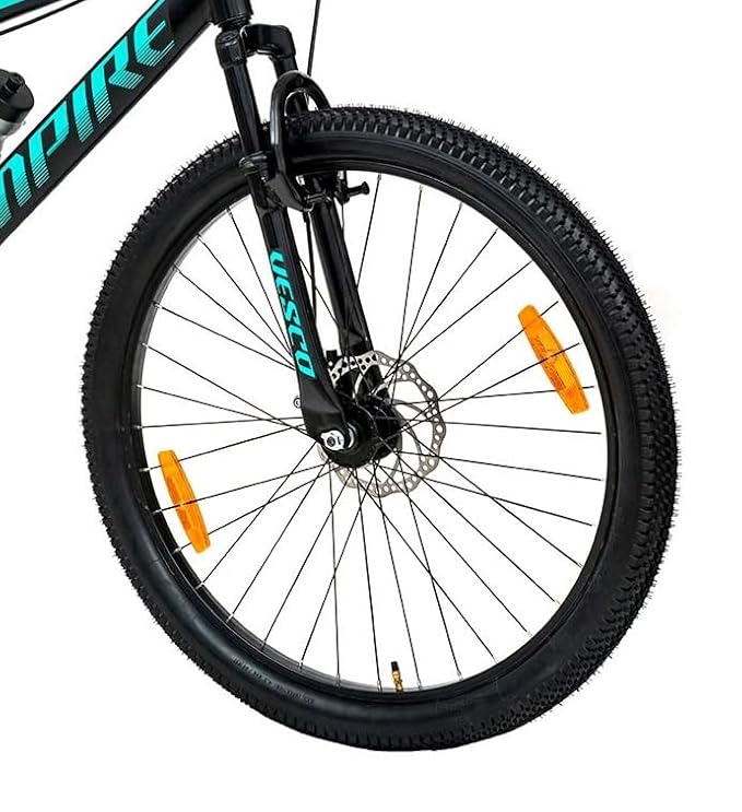 VESCO Empire 26T Mountain Bike – Best Electric Bike Alternative for Men & Boys | Dual Disc Brakes, Front Suspension, Single Speed | Affordable E-Bike Style Cycle for Adults (Black)