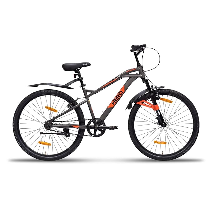 Hero Spinner 26T Mountain Bike – Best Affordable Alternative to Electric Bike with Front Suspension | White | Unisex