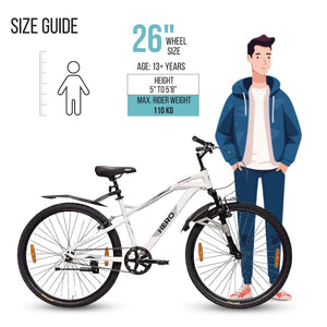 Hero Spinner 26T Mountain Bike – Best Affordable Alternative to Electric Bike with Front Suspension | White | Unisex