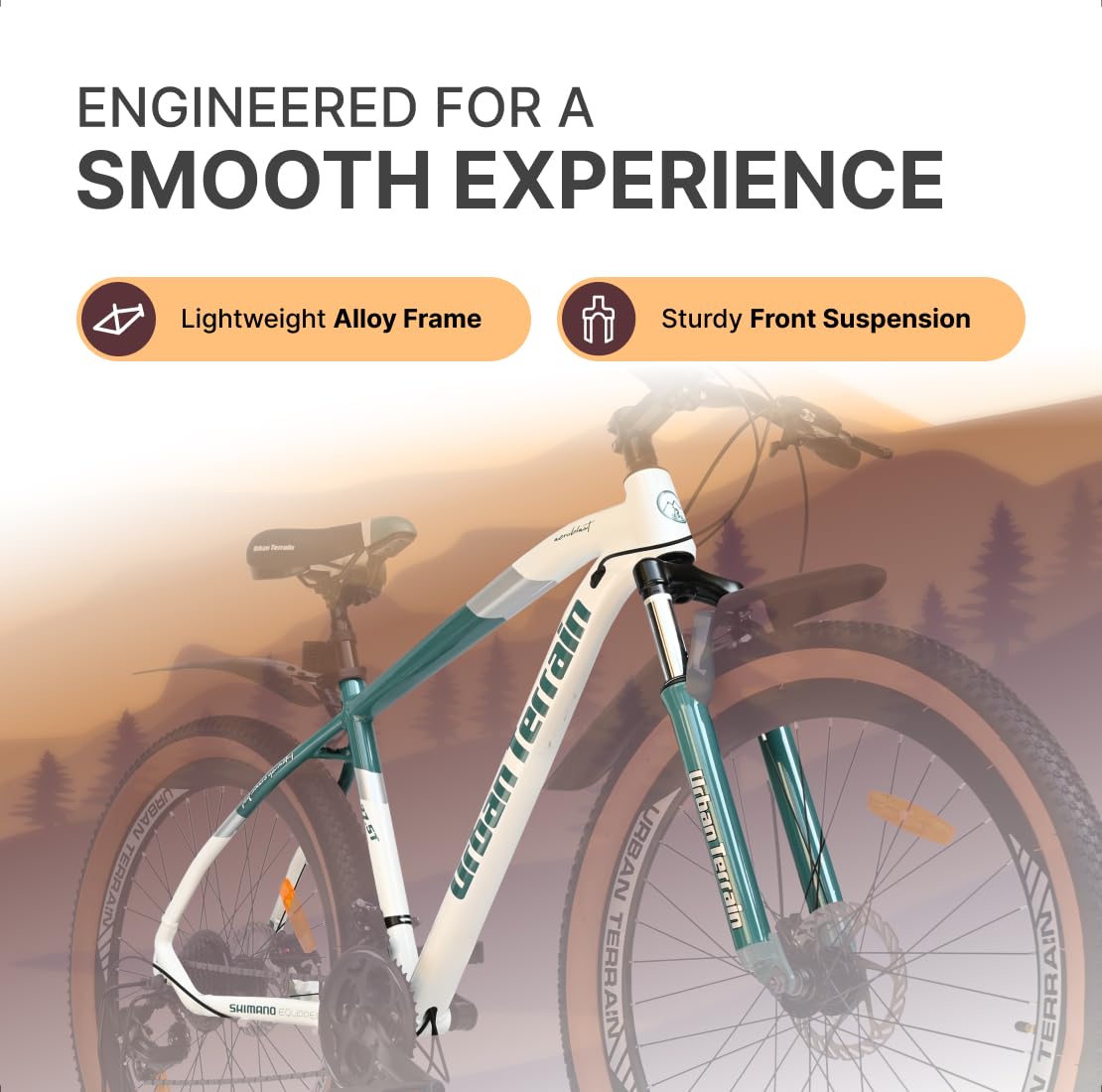 Urban Terrain Aeroblast 27.5T MTB Gear Cycle for Men | 21-Speed Alloy Mountain Bike with Front Suspension, Double Disc Brakes & Adjustable Saddle | Best E-Bike Alternative for Adults & Teens