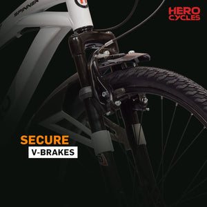 Hero Spinner 26T Mountain Bike – Best Affordable Alternative to Electric Bike with Front Suspension | White | Unisex