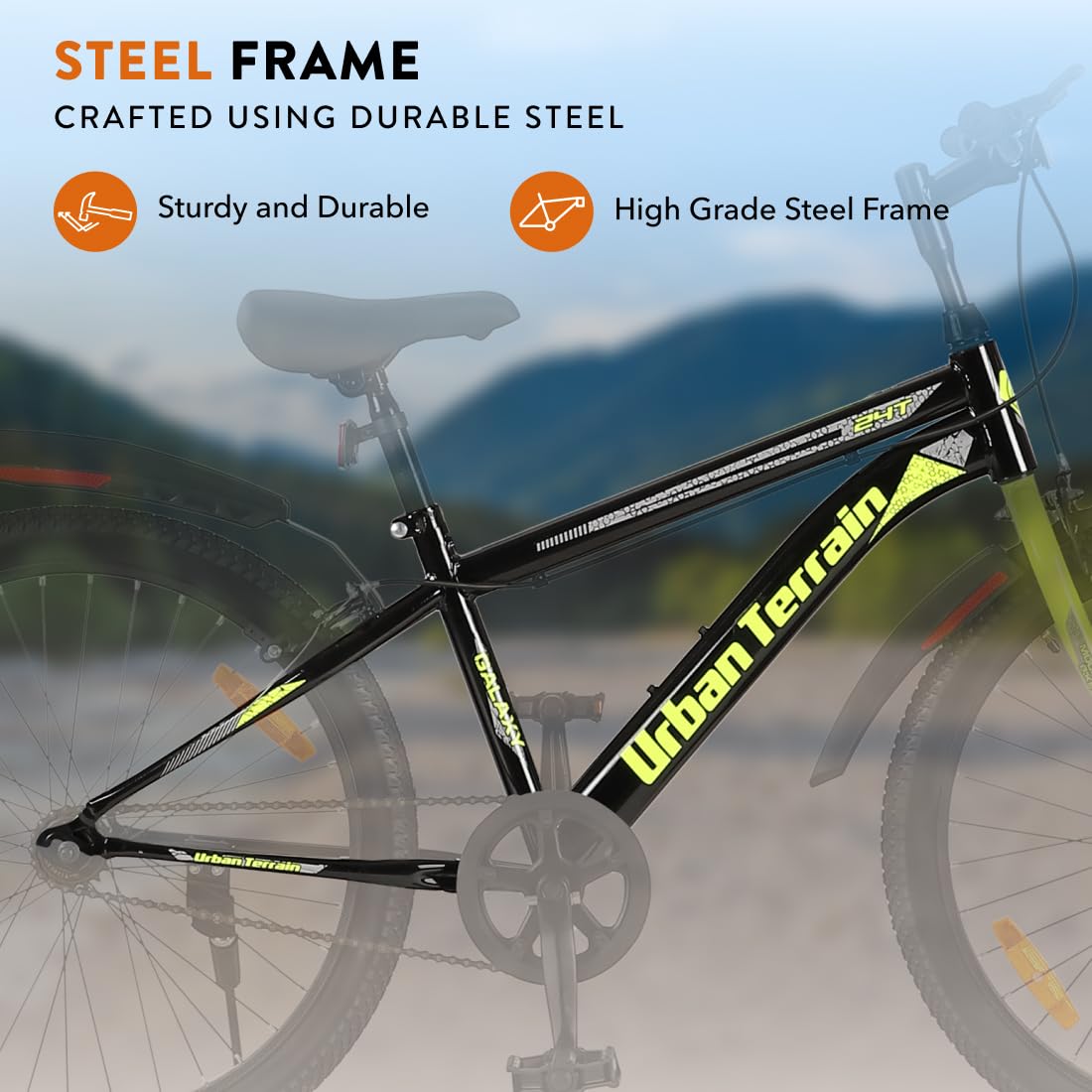 Urban Terrain Galaxy 26T MTB Bike for Men & Teens | Single-Speed Mountain Cycle | White | Affordable Alternative to Electric Bikes in India