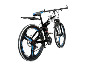QUESEC BMV Foldable Electric Bike 21-Speed – Best e Bicycle for Adults, Boys & Teens with Dual Disc Brakes, Carbon Steel Frame & Hydraulic Suspension