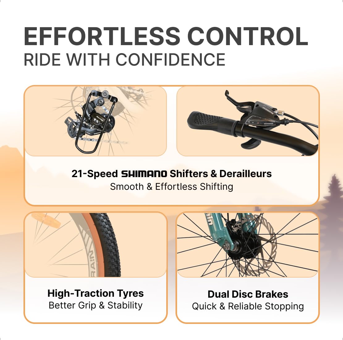 Urban Terrain Aeroblast 27.5T MTB Gear Cycle for Men | 21-Speed Alloy Mountain Bike with Front Suspension, Double Disc Brakes & Adjustable Saddle | Best E-Bike Alternative for Adults & Teens