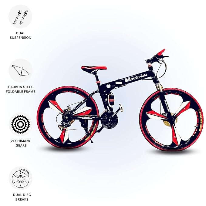 QUESEC X6 Series Folding Bike – 21 Speed Gear Cycle, Dual Suspension & Disc Brakes (Best Electric Bike Alternative)