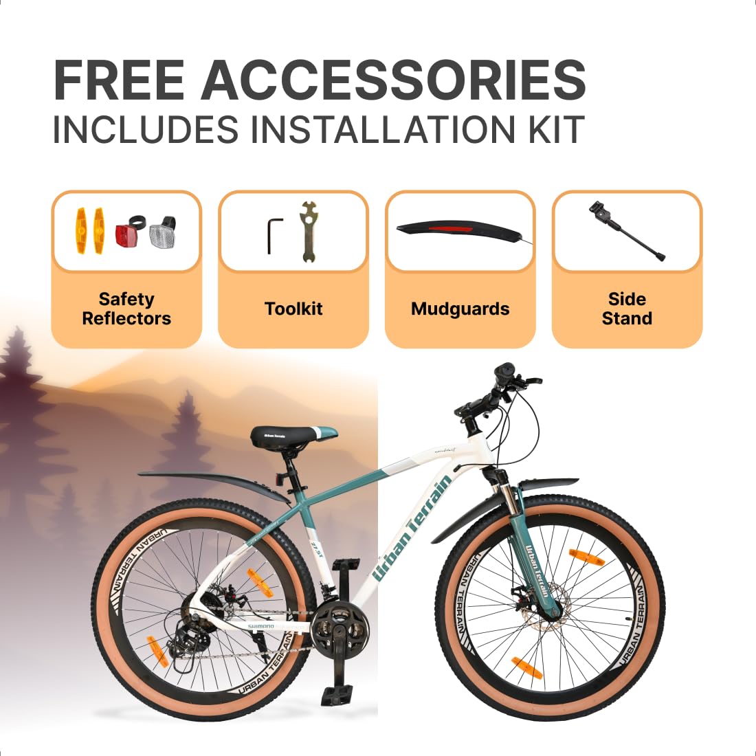 Urban Terrain Aeroblast 27.5T MTB Gear Cycle for Men | 21-Speed Alloy Mountain Bike with Front Suspension, Double Disc Brakes & Adjustable Saddle | Best E-Bike Alternative for Adults & Teens