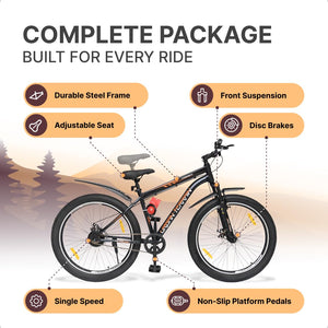 Urban Terrain Galaxy Pro 26T MTB – High-Performance Single-Speed Pedal Bike with Dual Disc Brakes & Front Suspension | Affordable Alternative to Electric Bikes
