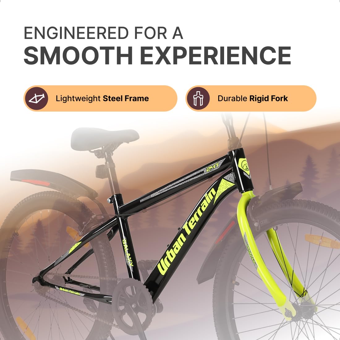 Urban Terrain Galaxy 26T MTB Bike for Men & Teens | Single-Speed Mountain Cycle | White | Affordable Alternative to Electric Bikes in India