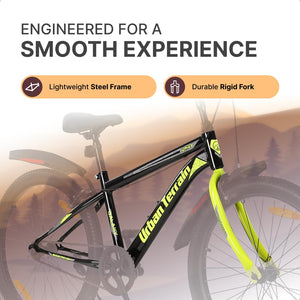 Urban Terrain Galaxy 26T MTB Bike for Men & Teens | Single-Speed Mountain Cycle | White | Affordable Alternative to Electric Bikes in India