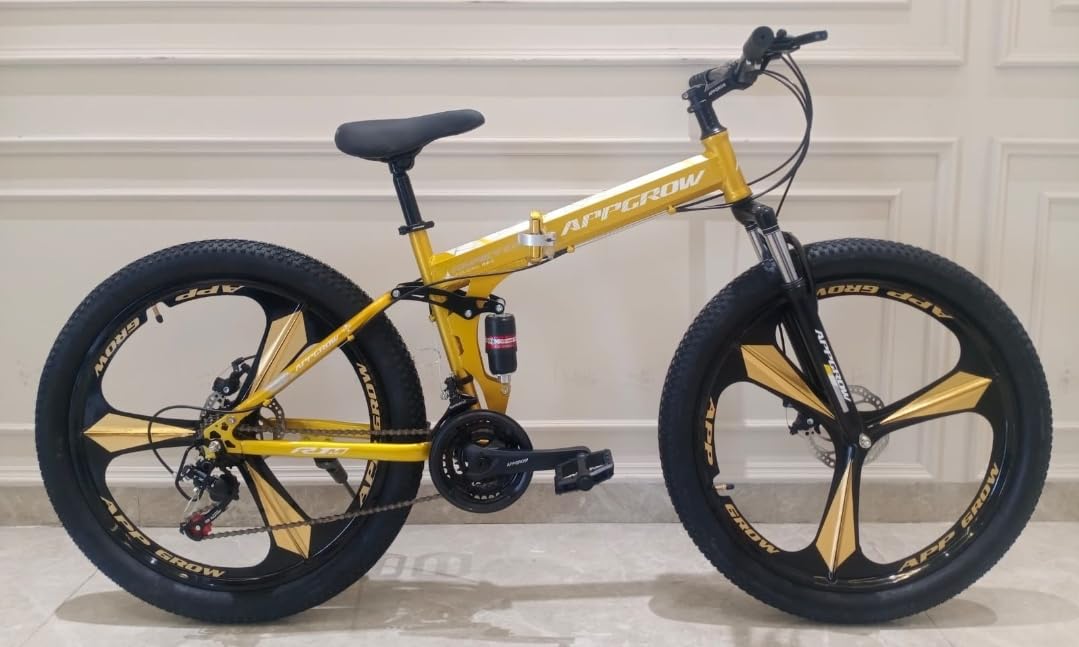 Affordable Folding Mountain Bike for Adults – 26-Inch Fat Tyres, 21-Speed, Dual Suspension | Electric Style E Bicycle Alternative for Men & Women