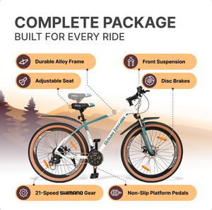 Urban Terrain Aeroblast 27.5T MTB Gear Cycle for Men | 21-Speed Alloy Mountain Bike with Front Suspension, Double Disc Brakes & Adjustable Saddle | Best E-Bike Alternative for Adults & Teens