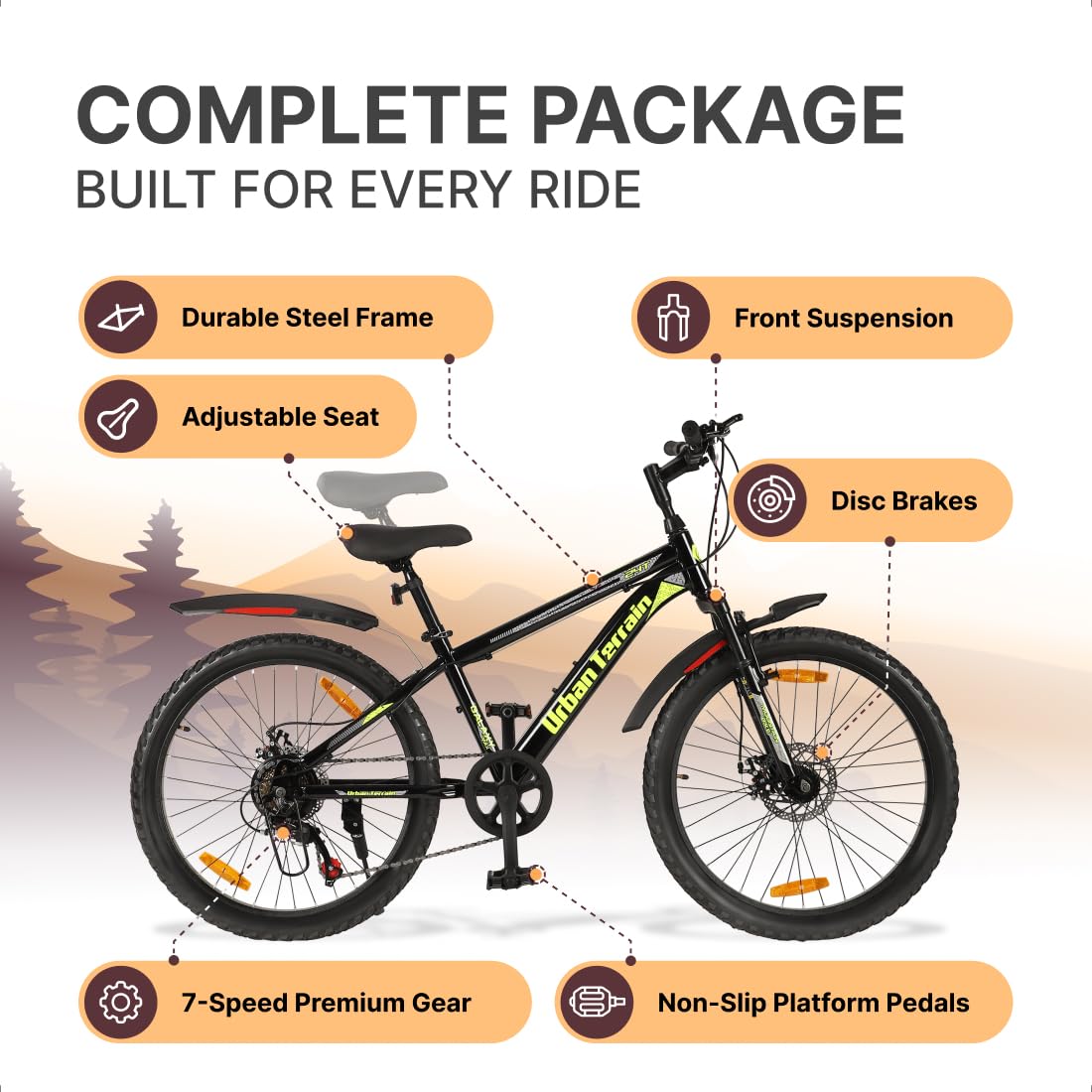 Urban Terrain Galaxy Ultra 27.5T Mountain Bike for Men | High-Performance Gear Cycle with Disc Brakes & Front Suspension | Stylish Alternative to Electric Bike, E Bicycle & Battery Bike