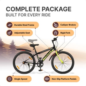 Urban Terrain Galaxy 26T MTB Bike for Men & Teens | Single-Speed Mountain Cycle | White | Affordable Alternative to Electric Bikes in India