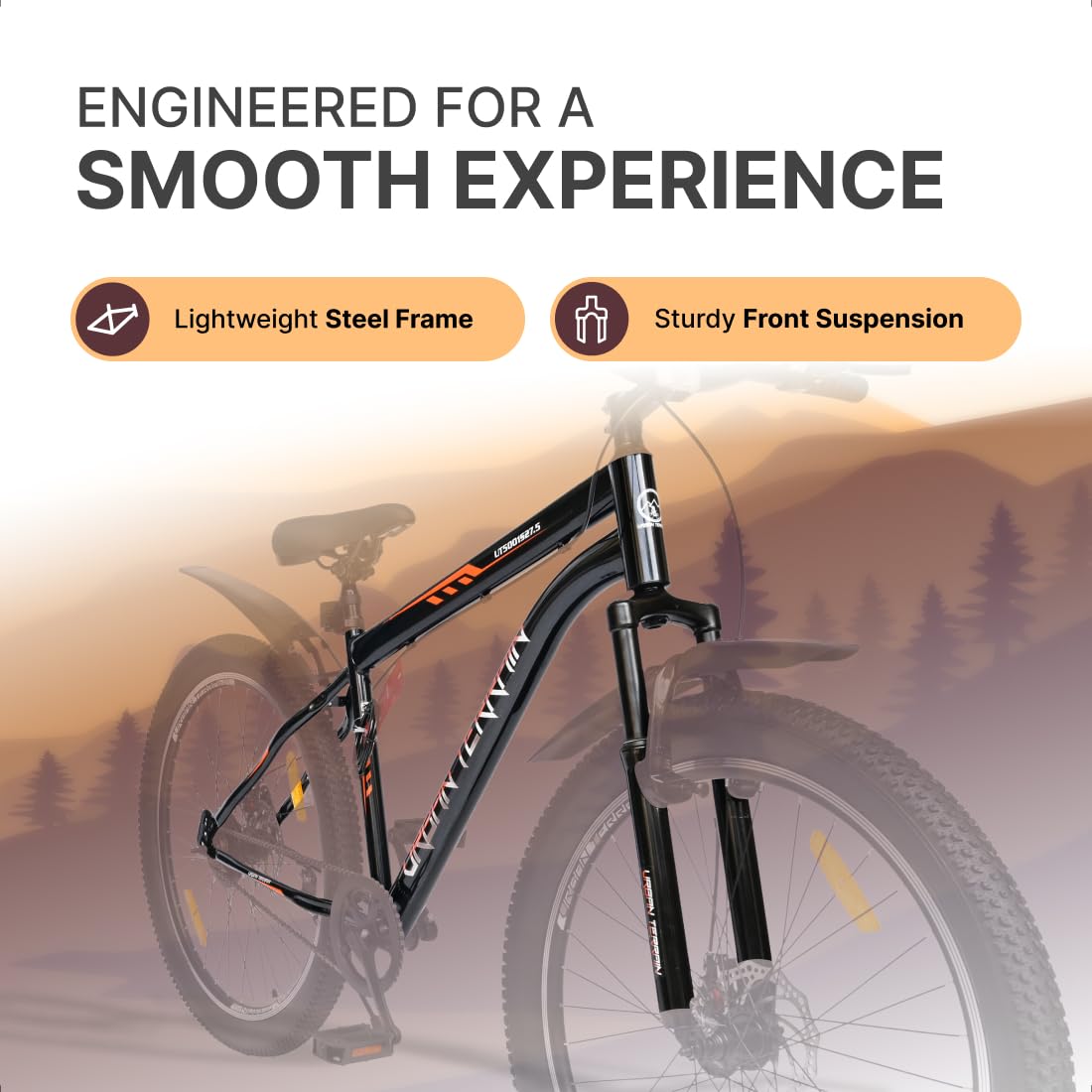 Urban Terrain Galaxy Pro 26T MTB – High-Performance Single-Speed Pedal Bike with Dual Disc Brakes & Front Suspension | Affordable Alternative to Electric Bikes