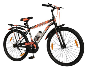 ROOTLINE Escape IBC 26X2.40 Mountain Bike for Youth – Integrated Carrier | Rigid Frame | Lightweight | Best Alternative to Electric Bicycles (Black with Orange)