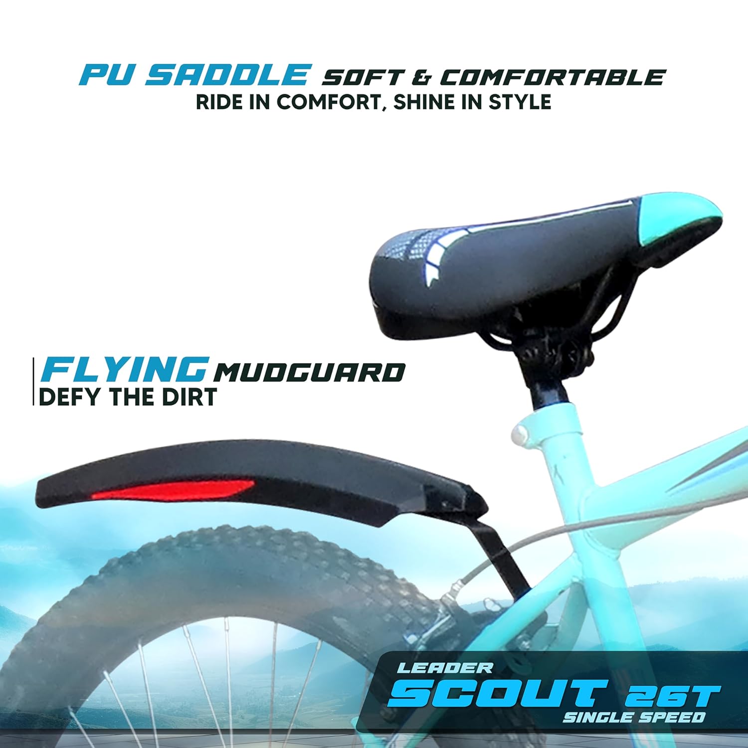 Leader Scout MTB 26T Mountain Electric‑style Bicycle – Single‑Speed, Sea Green for Men & Youth