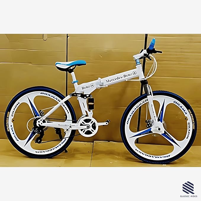 QUESEC Foldable Electric Bike Style Bicycle | 21-Speed MTB Cycle with Gear, Disc Brakes, Dual Suspension, 26 Inch Wheels | Youth & Adults