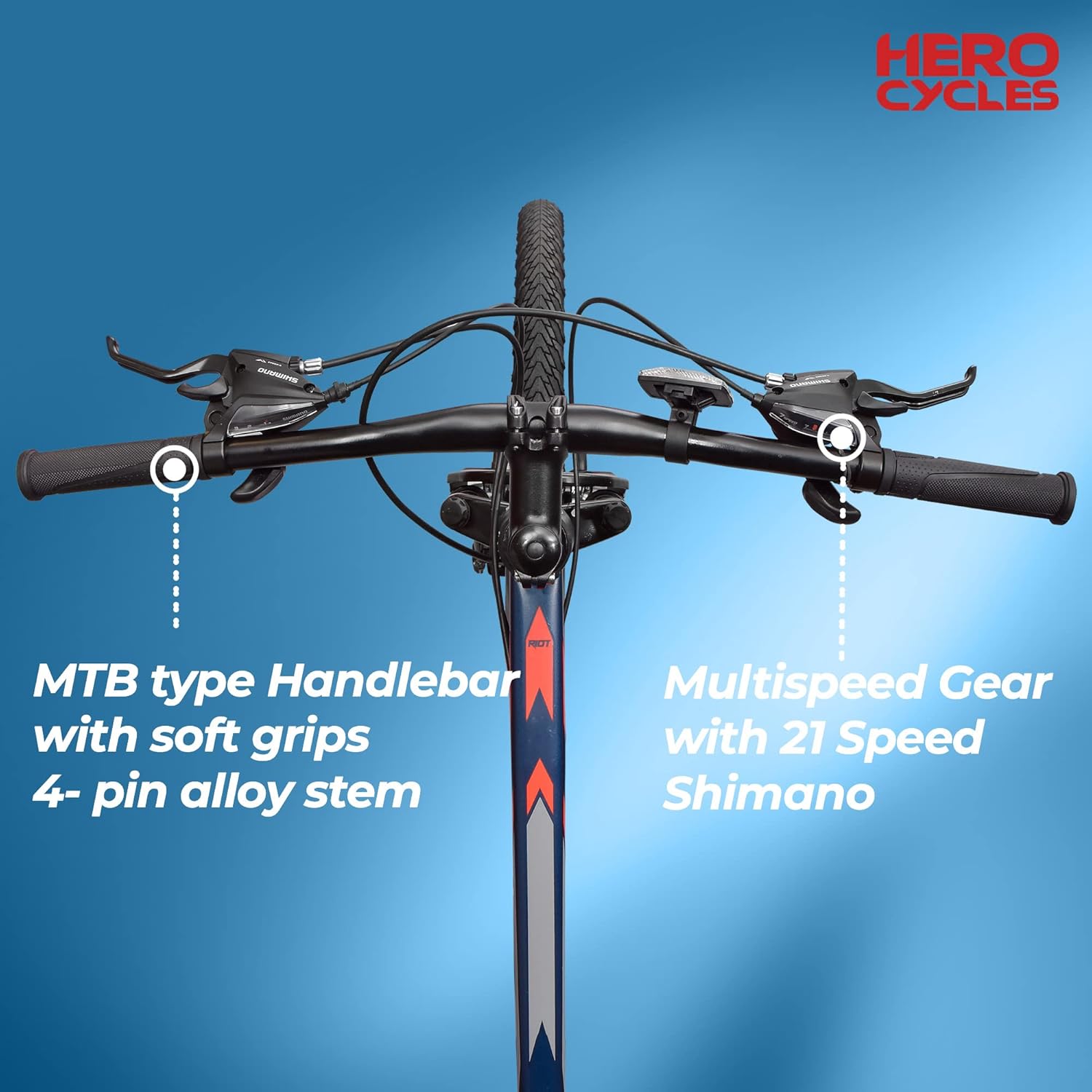 Hero Sprint Riot 26T 21‑Speed Mountain Bike – Freestyle MTB with Shimano Gears & Dual Disc Brakes