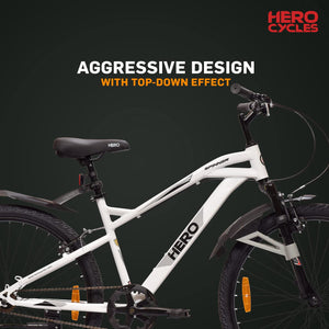 Hero Spinner 26T Mountain Bike – Best Affordable Alternative to Electric Bike with Front Suspension | White | Unisex