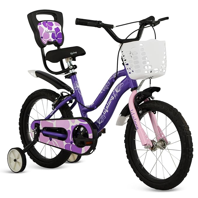 Lifelong Strong 16T Kids' Bicycle (4–7 yrs) | Durable Steel Frame, Safe V Brakes, Cushioned Saddle, Full Chain Cover