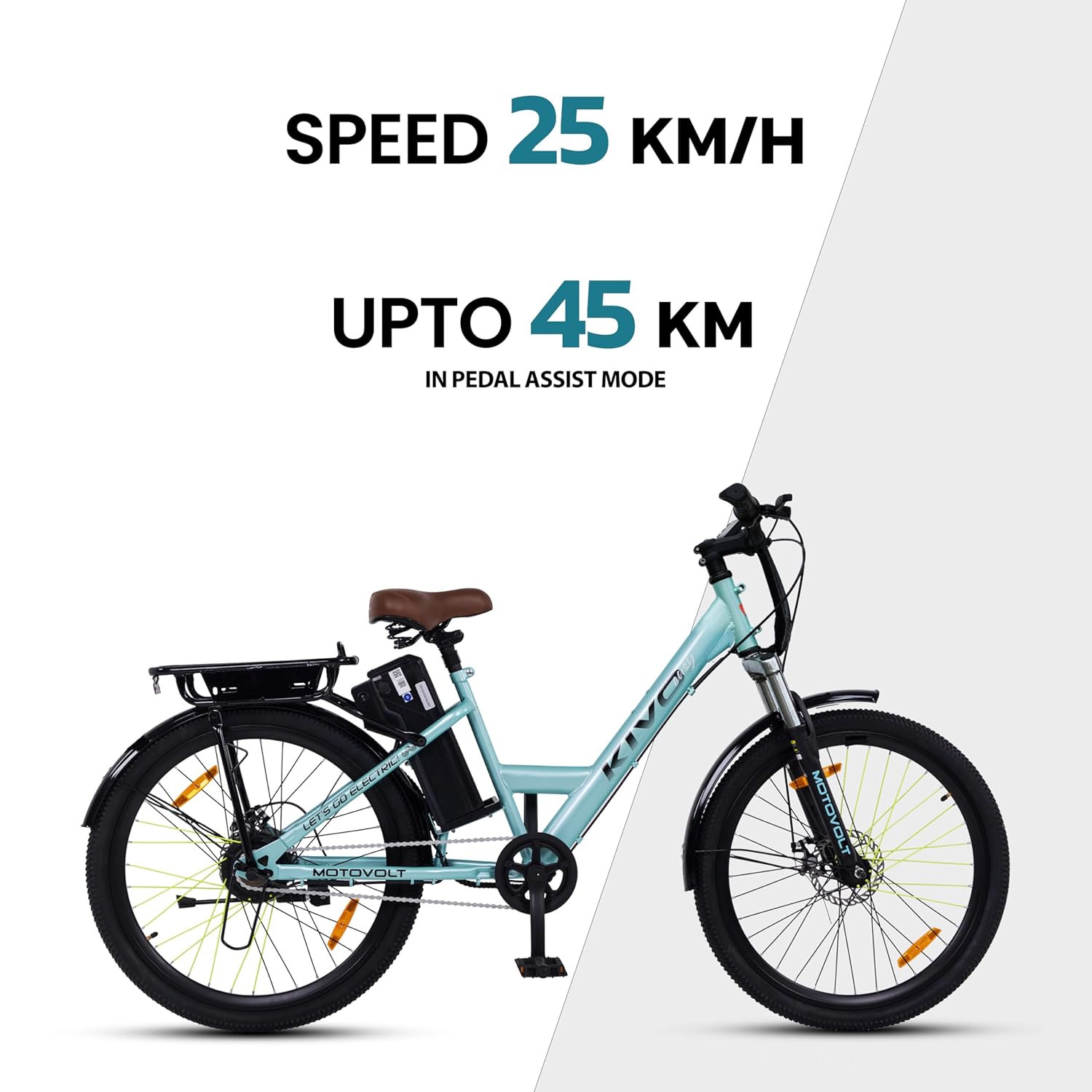 Motovolt KIVO Easy Electric Cycle – Best Affordable e Bike in India with Removable Battery, 45 Km Range & Front Suspension