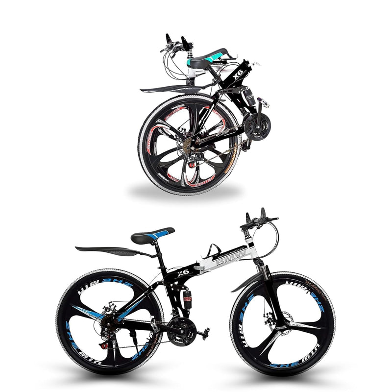 QUESEC BMV Foldable Electric Bike 21-Speed – Best e Bicycle for Adults, Boys & Teens with Dual Disc Brakes, Carbon Steel Frame & Hydraulic Suspension