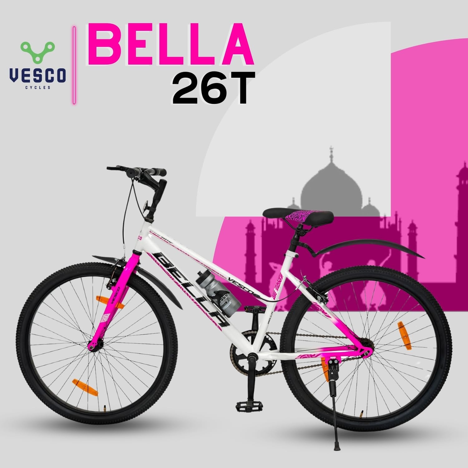 VESCO Bella 26T Women’s City Bike | Stylish Single-Speed Bicycle for Adults & Teens | Affordable Alternative to Electric Cycle for Girls | Pink