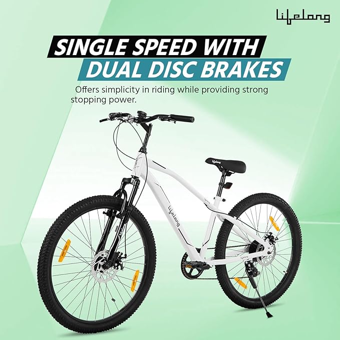 Lifelong Hero Electric Cycle for Adults – 27.5T MTB Unisex E Bicycle with Front Suspension & Dual Disc Brakes – Best Electric Cycle for Men & Women in India