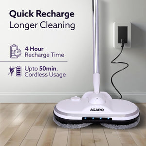 AGARO Regency Electric Spin Mop | Cordless Automatic Floor Cleaner with Water Spray | 150 RPM Wet Mopping for Wooden, Tiles, Marble & Hard Floors | Lightweight Adjustable Handle | Home & Office Use