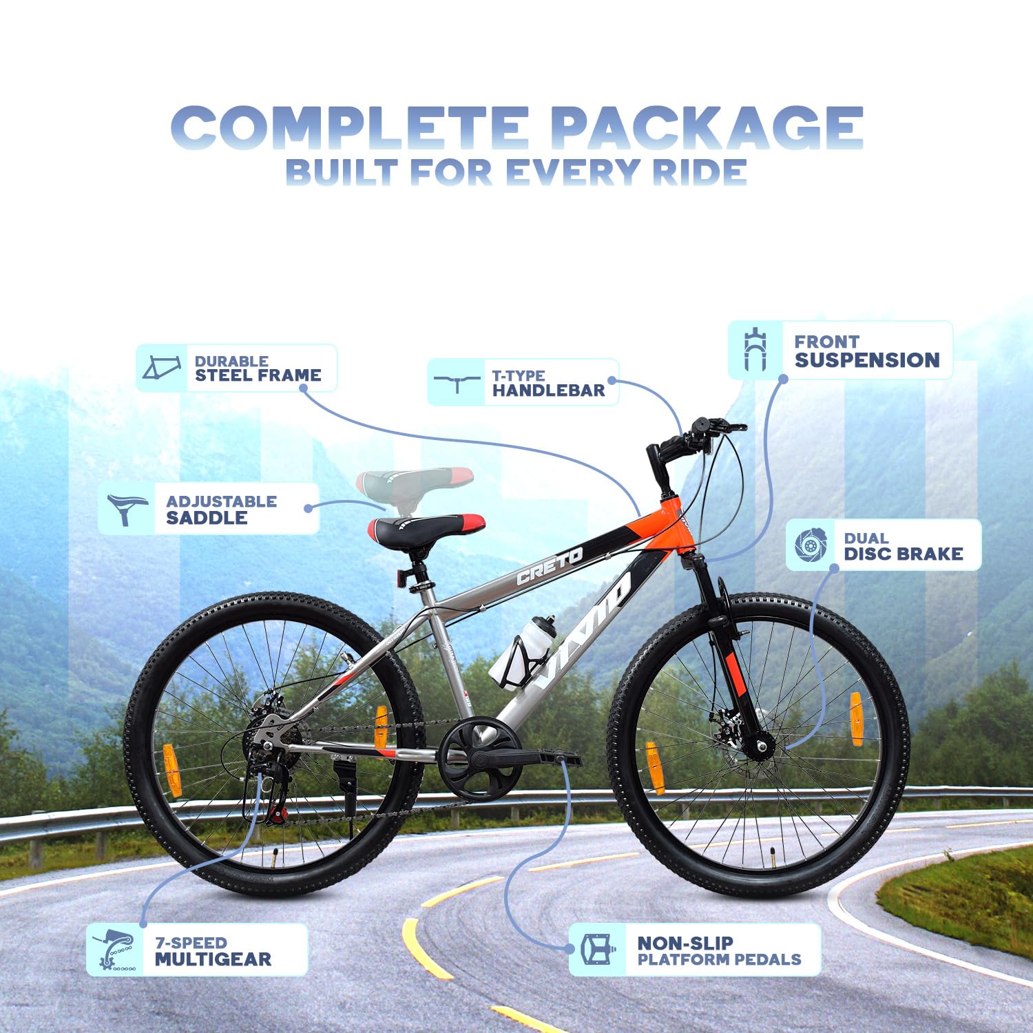 Leader Vivid Creto 29T Multispeed MTB – Premium 7-Speed Mountain Bike with Front Suspension & Dual Disc Brakes, Affordable Alternative to Electric Bicycles