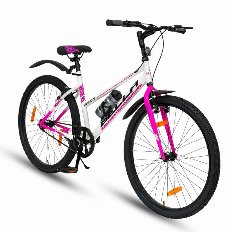 VESCO Bella 26T Women’s City Bike | Stylish Single-Speed Bicycle for Adults & Teens | Affordable Alternative to Electric Cycle for Girls | Pink