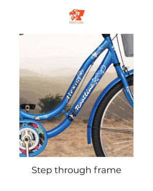 ROOTLINE Alexa Dark Blue Road Bike – Stylish Single-Speed Cycle with Front Basket & Chic Urban Design