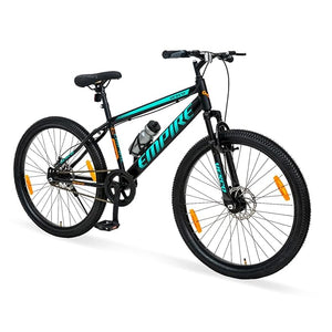 VESCO Empire 26T Mountain Bike – Best Electric Bike Alternative for Men & Boys | Dual Disc Brakes, Front Suspension, Single Speed | Affordable E-Bike Style Cycle for Adults (Black)
