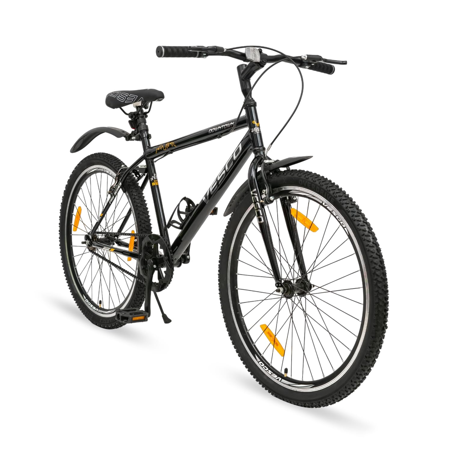 VESCO Downtown 26 T Cycle for Men – Best Affordable Electric Bike Alternative with Rigid Fork & Single Speed Hybrid Design (Black, 19 Inch Frame)