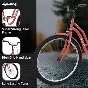 Lifelong Lady Cycle for Women – Hybrid Freeride Bike with Mudguard & Carrier | Best Budget Alternative to Electric Bicycle