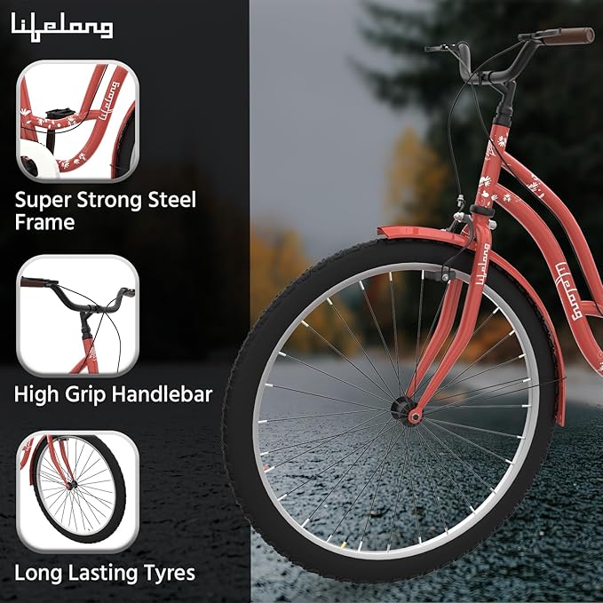 Lifelong Lady Cycle for Women – Hybrid Freeride Bike with Mudguard & Carrier | Best Budget Alternative to Electric Bicycle
