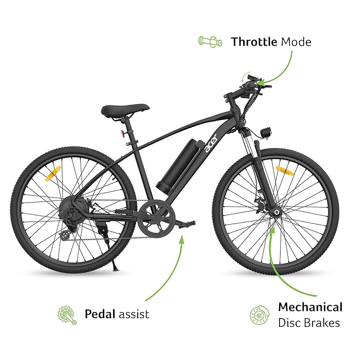Acer Skypher Pro Electric Bike – 27.5″ Alloy E Bicycle | 250 W BLDC, 7‑Speed, Front Suspension & Removable Battery