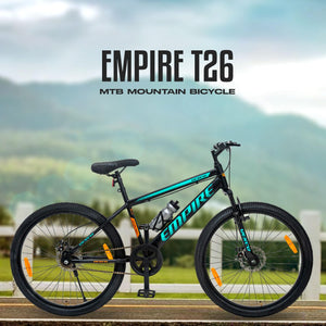 VESCO Empire 26T Mountain Bike – Best Electric Bike Alternative for Men & Boys | Dual Disc Brakes, Front Suspension, Single Speed | Affordable E-Bike Style Cycle for Adults (Black)