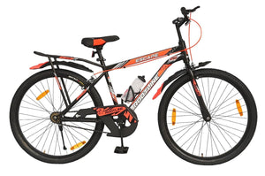 ROOTLINE Escape IBC 26X2.40 Mountain Bike for Youth – Integrated Carrier | Rigid Frame | Lightweight | Best Alternative to Electric Bicycles (Black with Orange)