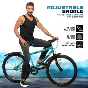 Leader Scout MTB 26T Mountain Electric‑style Bicycle – Single‑Speed, Sea Green for Men & Youth