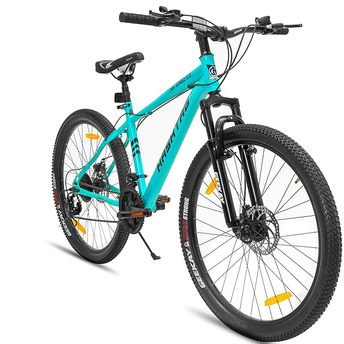 Geekay Speed 2.0 26T Mountain Bicycle for Men with 21 Speed Gears | Front Suspension | Dual Disc Brakes | 26 Inch Steel Frame | Aqua Blue