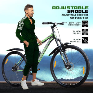 Leader Stark 29T MTB Cycle for Adults with Dual Disc Brakes | Affordable Alternative to Electric Bike & E Bicycle | Complete Accessories Included | Mountain Bike for Men | Steel Frame